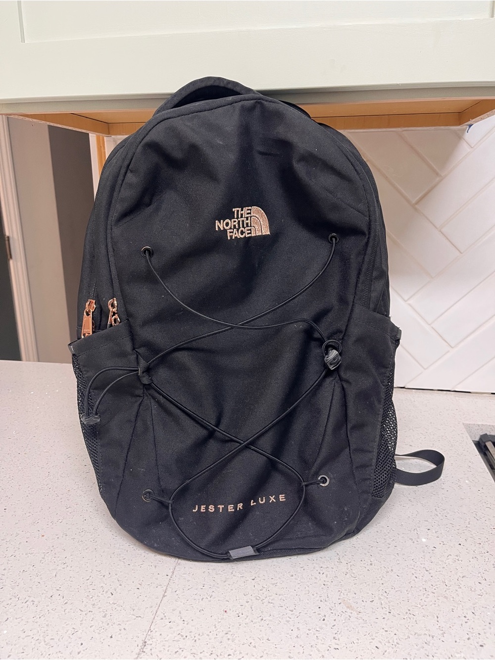 The North Face Jester Luxe Backpack - Black with Rose Gold Accents